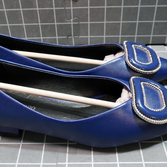 C Paravano Pointed Toe Ballet Flats Blue Size 5.5 - Picture 7 of 12